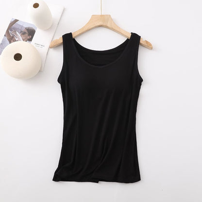 🎁Summer Sale 49% OFF👉Women's Classic Solid Colour Built-in Bra Tank Top🎉