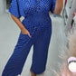 Polka Dot Printed Elastic Waist Jumpsuit