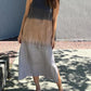 Women's casual cotton and linen sleeveless slit gradient tie-dye long dress