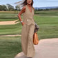 💕Solid Colour Button Down Vest and Wide Leg Pants 2 Piece Set for Women